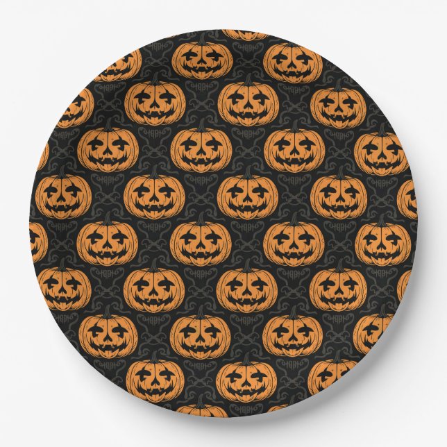 Pumpkin Skull  Pappteller (Vorderseite)