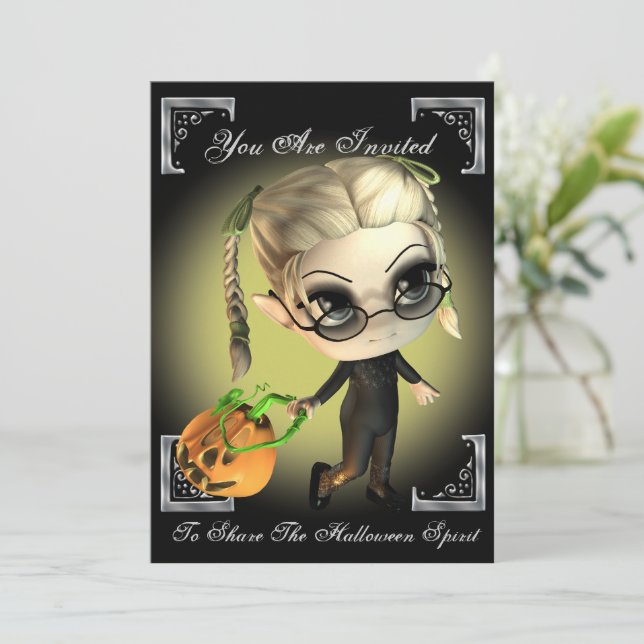 Pumpkin Slayer Halloween-Party Einladung (Stehend Vorderseite)