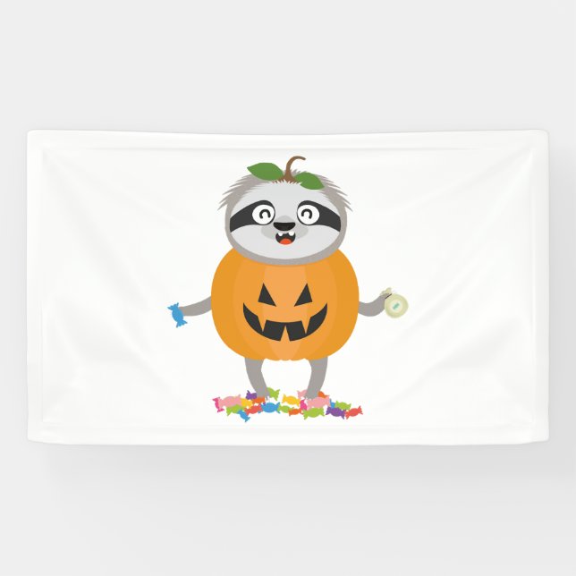 Pumpkin Sloth Halloween Kostümgeschenk Banner (Horizontal)