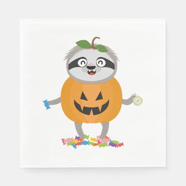 Pumpkin Sloth Halloween Kostümgeschenk Serviette (Vorderseite)