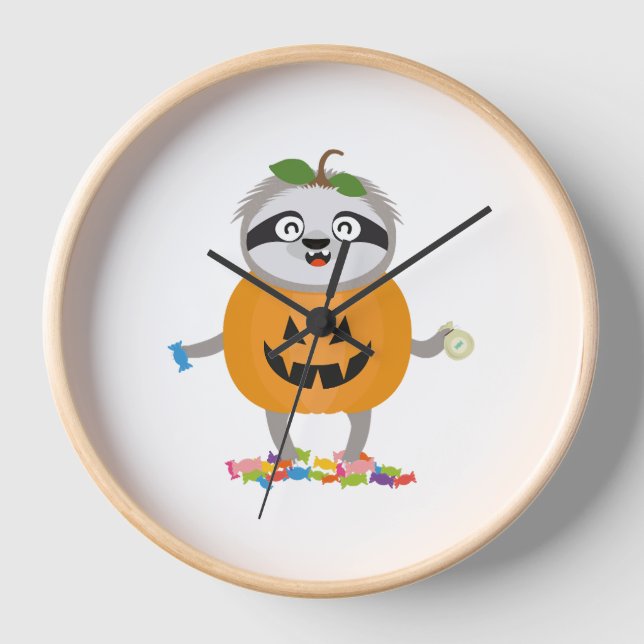 Pumpkin Sloth Halloween Kostümgeschenk Uhr (Vorderseite)