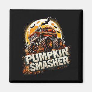 Pumpkin Smasher Monster Truck Halloween Mond Men B Magnet