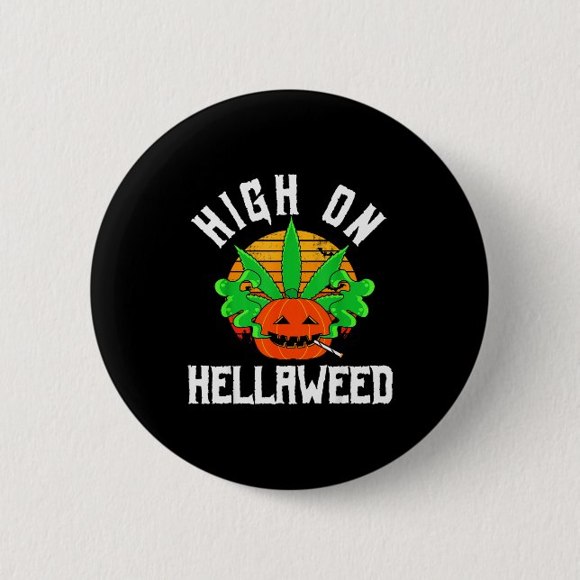 Pumpkin Smoking Weed Costume Retro Funny Halloween Button (Vorderseite)