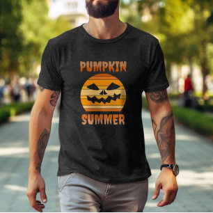 Pumpkin Sommer. Funny halloween Retro sunset T-Shirt