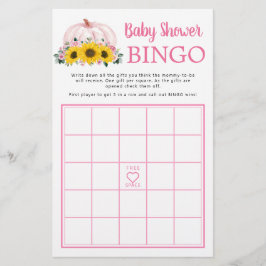 Pumpkin Sonnenblume Pink Baby Dusche Bingo Spiel