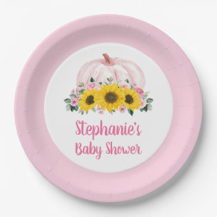Pumpkin Sonnenblume Pink Floral Fall Babydusche Pappteller