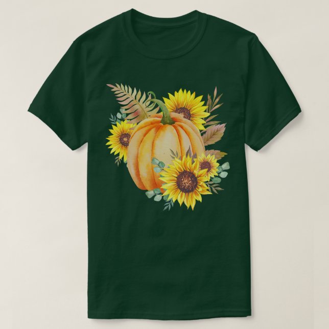 Pumpkin Sonnenblumen Halloween Kleidung Herbst Her T-Shirt (Design vorne)
