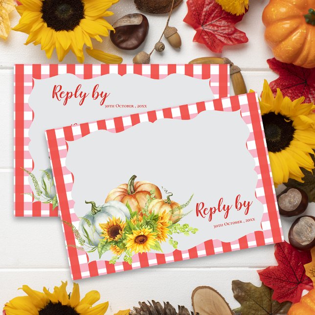 Pumpkin & Sonnenblumenfall Rustikale Hochzeit im H RSVP Karte (Pumpkin & Sunflower Fall Rustic Fall Wedding RSVP Card)