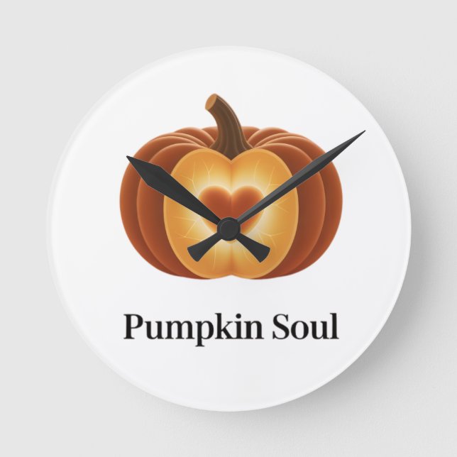 Pumpkin Soul - Cozy Autumn Clock Runde Wanduhr (Vorderseite)