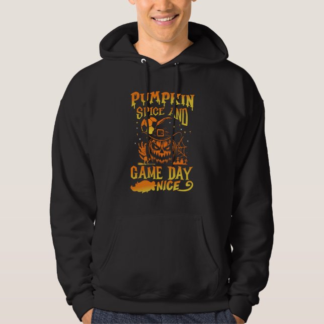 Pumpkin Spice And Game Day Sports Halloween Hoodie (Vorderseite)