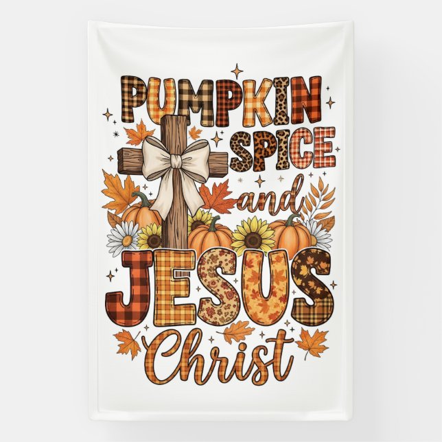 Pumpkin Spice and Jesus Christ Banner (Vertikal)