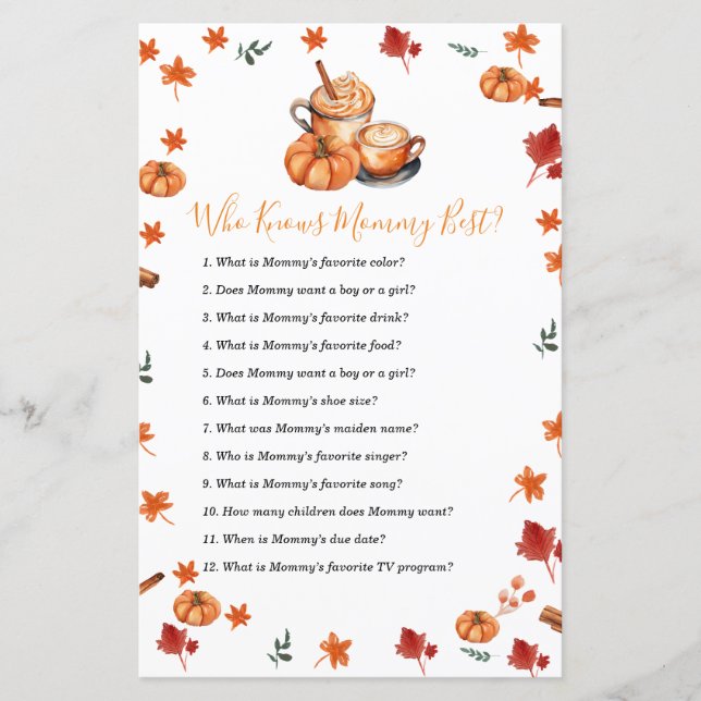 Pumpkin Spice Baby Dusche, die Mommy Best kennen (Vorderseite)