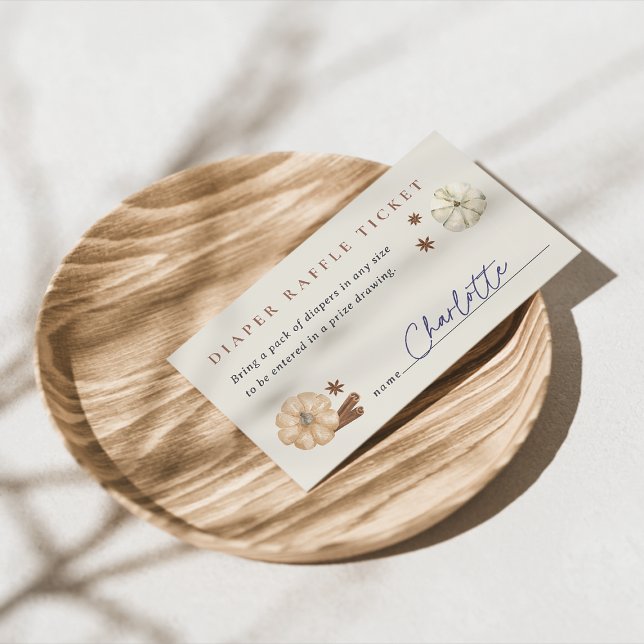 Pumpkin Spice Baby Dusche Windelwanne Raffle Ticke Begleitkarte (Von Creator hochgeladen)