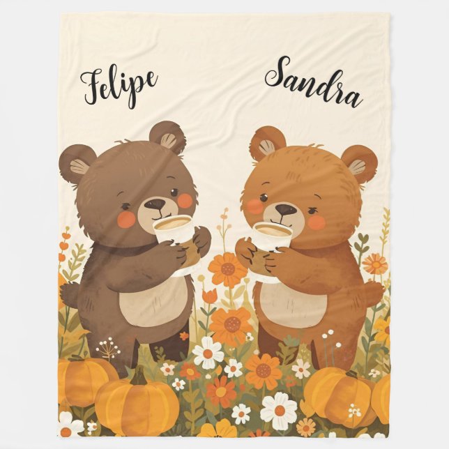 Pumpkin Spice Bear Fleece Blanket (Vorderseite)