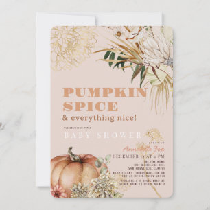 Pumpkin Spice Boho Floral Pink Girl Babydusche Einladung