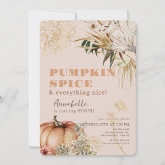 Pumpkin Spice Boho Floral Pink Girl Geburtstag Einladung