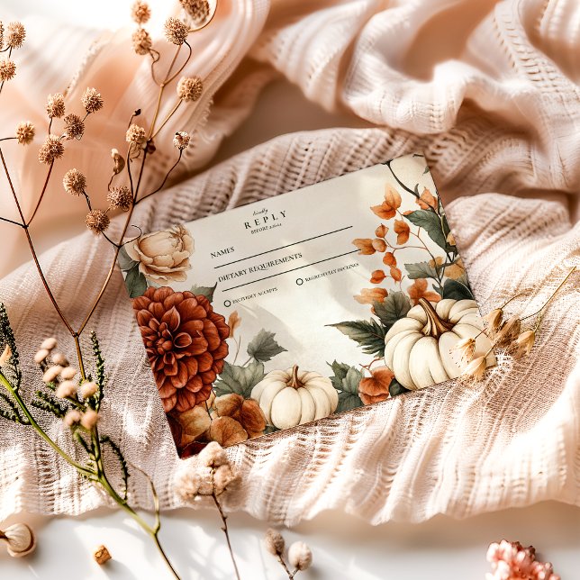 Pumpkin Spice Elegance Wedding RSVP Karte (Von Creator hochgeladen)