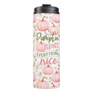 Pumpkin Spice Everything Nice Pink Pattern Fall Thermosbecher