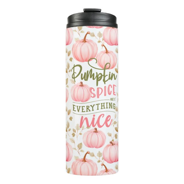 Pumpkin Spice Everything Nice Pink Pattern Fall Thermosbecher (Vorderseite)