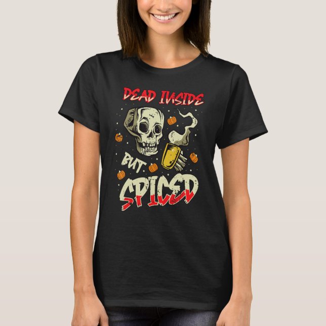 Pumpkin Spice Fall Kaffee Skeleton Frauen T-Shirt (Vorderseite)