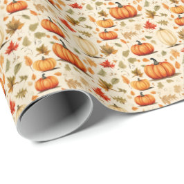 Pumpkin Spice Fall Leaves Rustic Gift Wrap Design Geschenkpapier