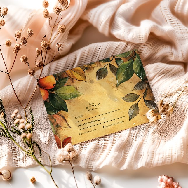Pumpkin Spice Floral Wedding RSVP Karte (Von Creator hochgeladen)