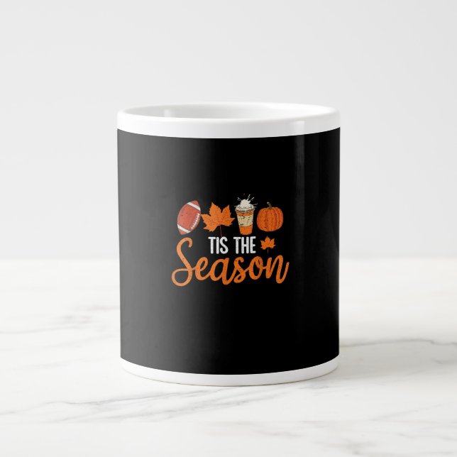 Pumpkin Spice Football Dies ist die Saison Fall Th Jumbo-Tasse (Vorderseite)
