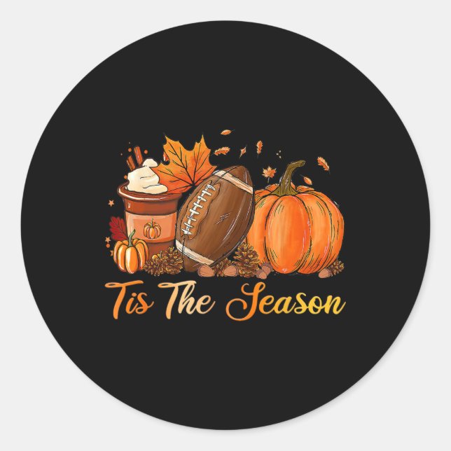 Pumpkin Spice Football Dies ist die Saison Fall Th Runder Aufkleber (Vorderseite)