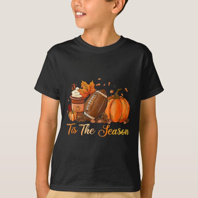 Pumpkin Spice Footbyll Dies ist die Jahreszeit Fal T-Shirt (Vorderseite)