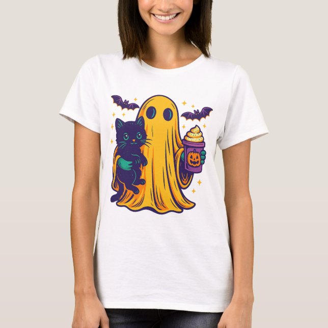 Pumpkin Spice Ghost PNG☐ Fall catful☐ cat png T-Shirt (Vorderseite)
