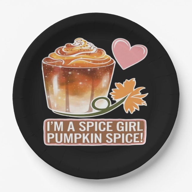 Pumpkin Spice Girl Fall Latte Sticker Pappteller (Vorderseite)