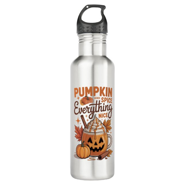 Pumpkin Spice Halloween Edelstahlflasche (Vorderseite)