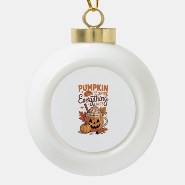 Pumpkin Spice Halloween Keramik Kugel-Ornament (Vorderseite)