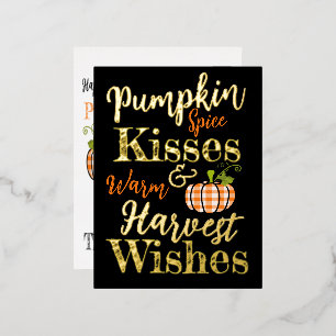 Pumpkin Spice Kisses Folien Feiertagspostkarte