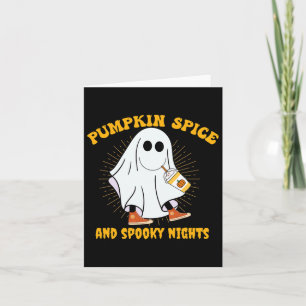 Pumpkin Spice Latte Fall Vibe Halloween Spooky Gho Karte