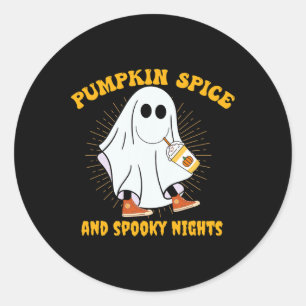 Pumpkin Spice Latte Fall Vibe Halloween Spooky Gho Runder Aufkleber