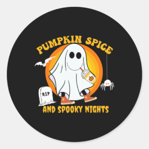 Pumpkin Spice Latte Fall Vibe Halloween Spooky Gho Runder Aufkleber