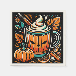 Pumpkin Spice Latte Halloween Design Serviette
