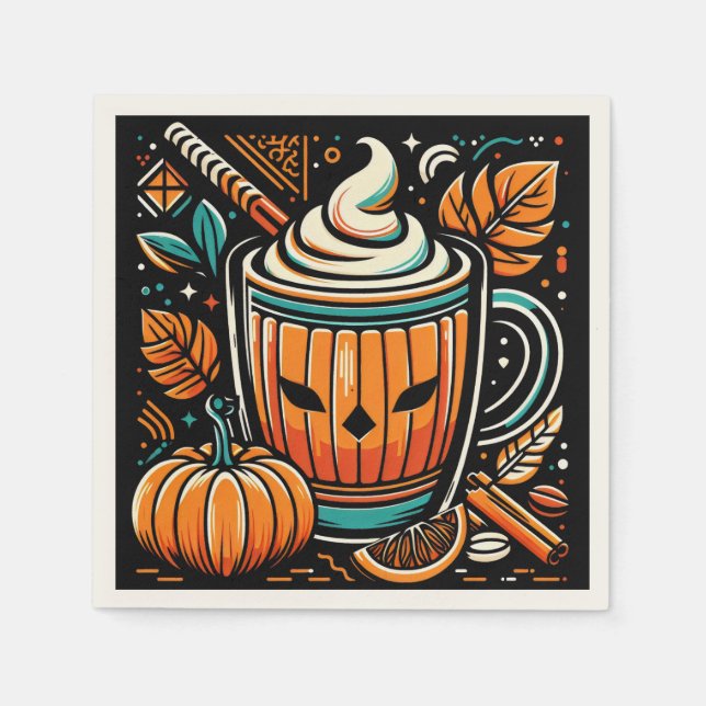 Pumpkin Spice Latte Halloween Design Serviette (Vorderseite)