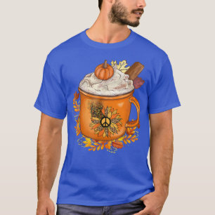 Pumpkin Spice Latte Sunflower Peace Sign Leopard F T-Shirt