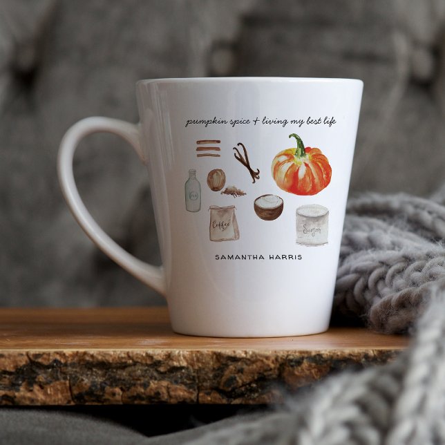 Pumpkin Spice Lover | Monogramm Latte Tasse (Von Creator hochgeladen)
