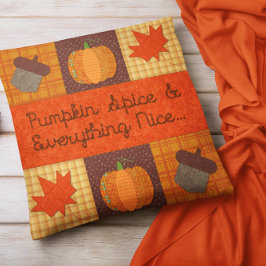 Pumpkin Spice Quilt Collage Pillow Kissen