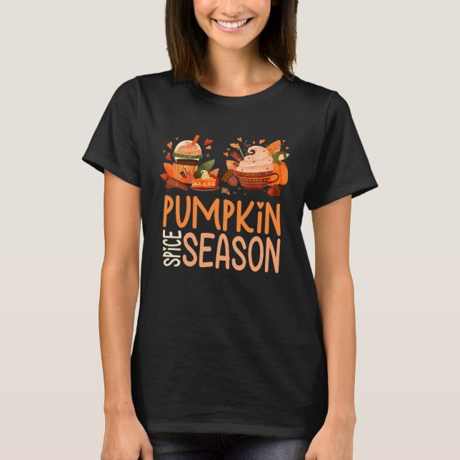 Pumpkin Spice Season Fall Autumn Cute Latte Hallow T-Shirt (Vorderseite)
