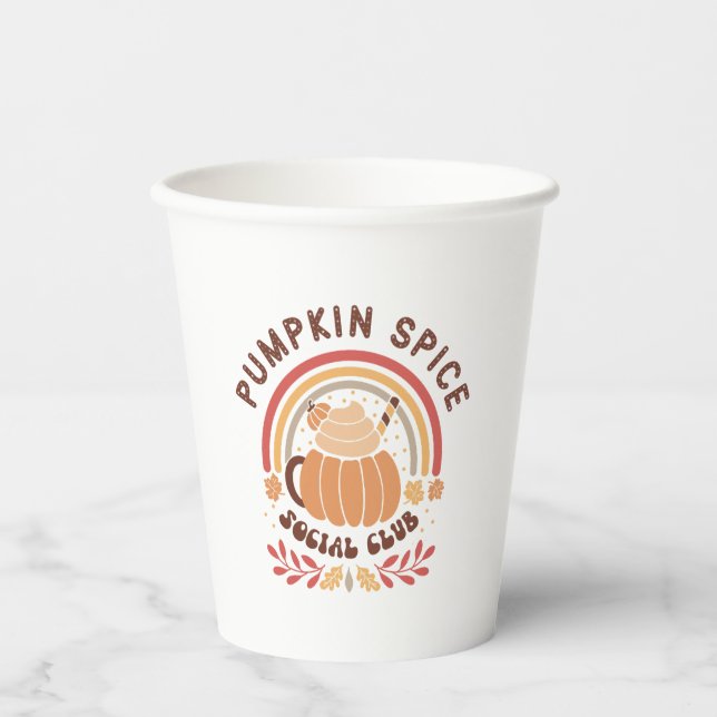 Pumpkin Spice Social Club – Cute Fall PSL  Pappbecher (Vorderseite)