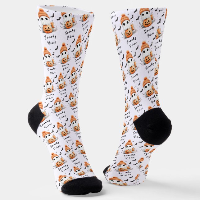 Pumpkin Spice Spooky Vibes Personalisiert Socken (Gewinkelt)