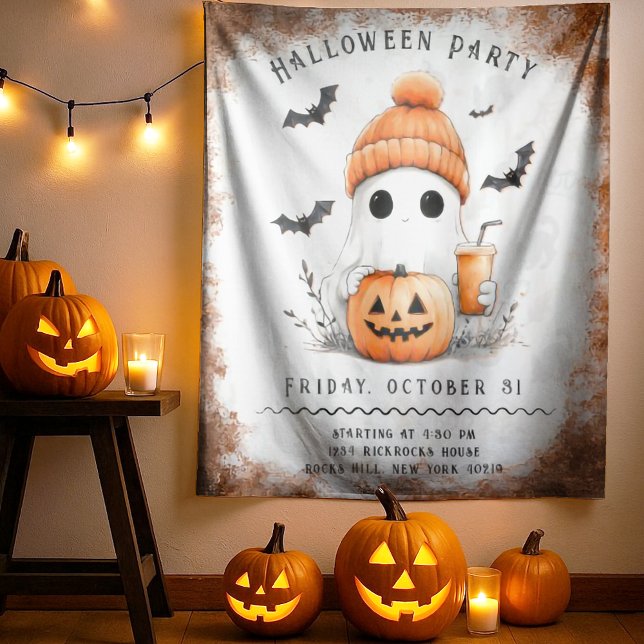 Pumpkin Spice Spooky Vibes Personalisiert Wandteppich (Von Creator hochgeladen)