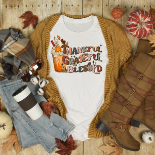 Pumpkin Spice Thankful Grateful Blessed  T-Shirt