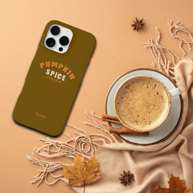 Pumpkin Spice Vibes Personalize Name Phone Case iPhone Hülle (Von Creator hochgeladen)