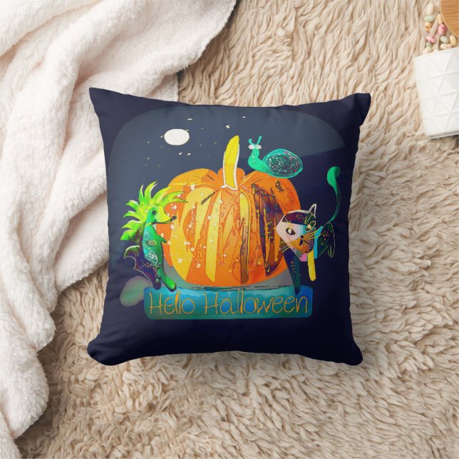 Pumpkin Spirit - Halloween Animals & Moon Wall Clo Kissen (Decke)