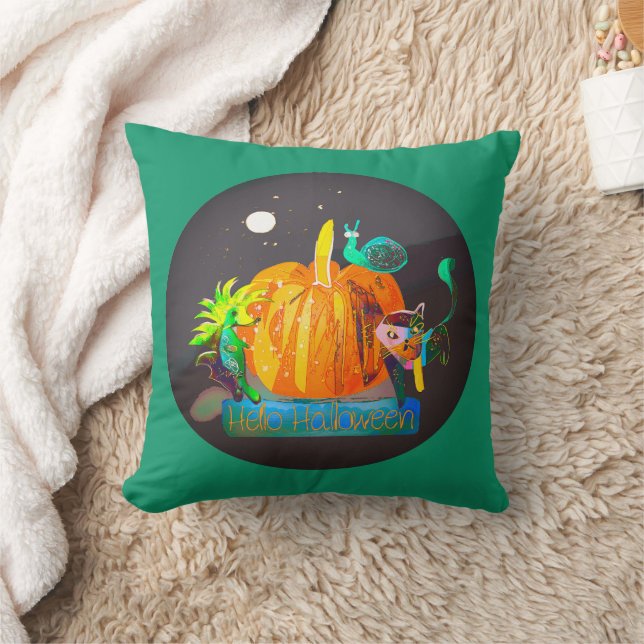 Pumpkin Spirit Kissen - Halloween Animals & Moon (Decke)